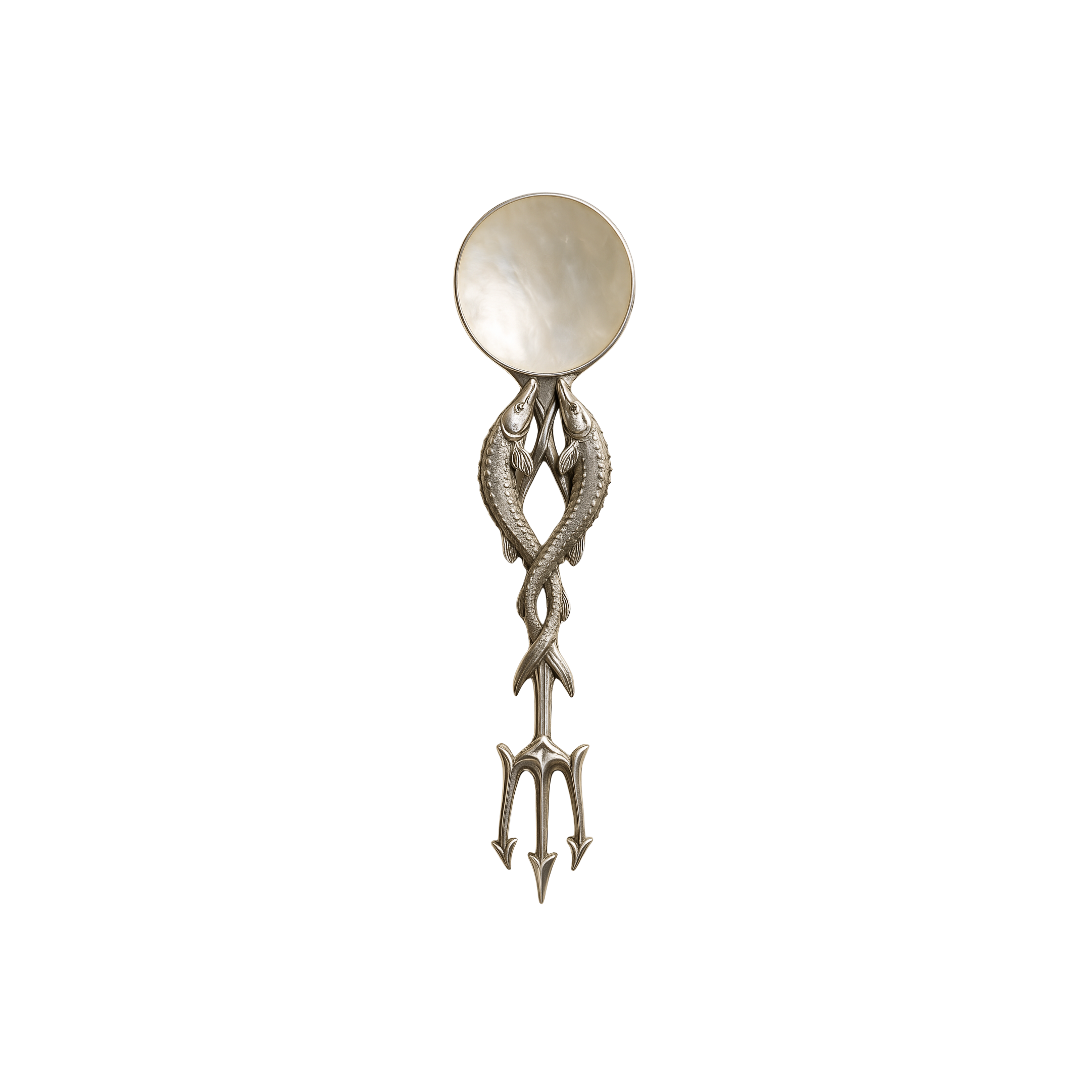 The Great Point Implement — hand-carved mother-of-pearl in white gold